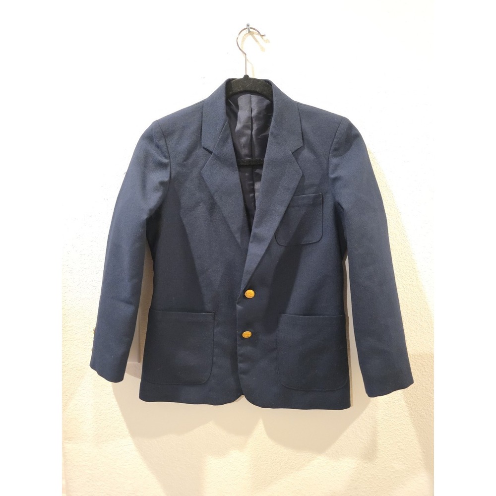 Farah Boys Blazer Sz 12 Navy Gold Buttons Academia School Uniform HolidayWedding
